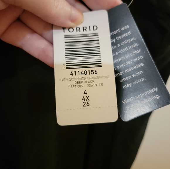 Heart Pin Classic Fit Cotton Jersey Lace-Up Neck Tee - Picture 7 of 7